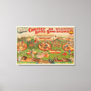  Christy Brothers Wild Animal Circus Poster Canvas Afdruk