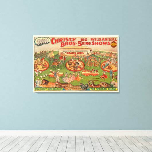  Christy Brothers Wild Animal Circus Poster Canvas Afdruk (Insitu (Houten vloer))