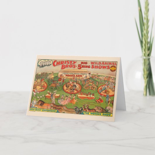  Christy Brothers Wild Animal Circus Poster Kaart (Voorkant)