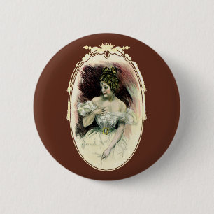 Christy Girl, Antiek Bridal-portret Ronde Button 5,7 Cm
