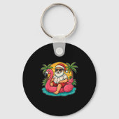 Chritmas In July Shirt Santa Flamingo Float Men Wo Sleutelhanger (Voorkant)
