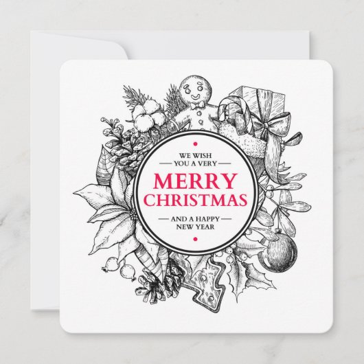 Chritmas  kaart. Handgetekende Xmas baard (Voorkant)