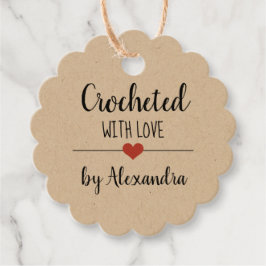 Chrochetd met het liefdeskraftscript bedankjes labels