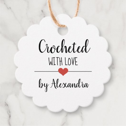 Chrochetd met het liefdeskraftscript bedankjes labels (Voorkant)