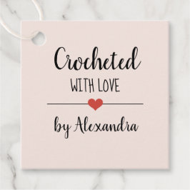 Chrochett met liefdeszwarte roze scriptnaam bedankjes labels