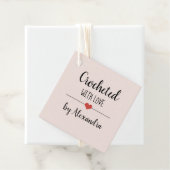 Chrochett met liefdeszwarte roze scriptnaam bedankjes labels (In situ)