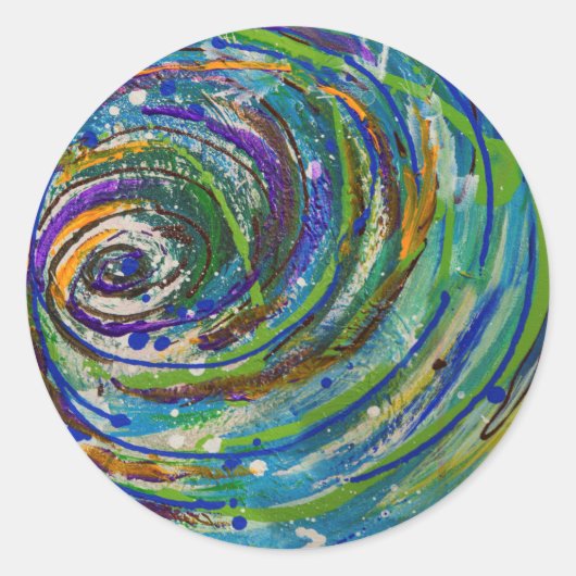 Chroma Vortex Abstracte kunst Ronde Sticker (Voorkant)