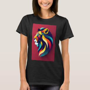ChromaRoar: Abstracte Leeuw Logo T-shirt