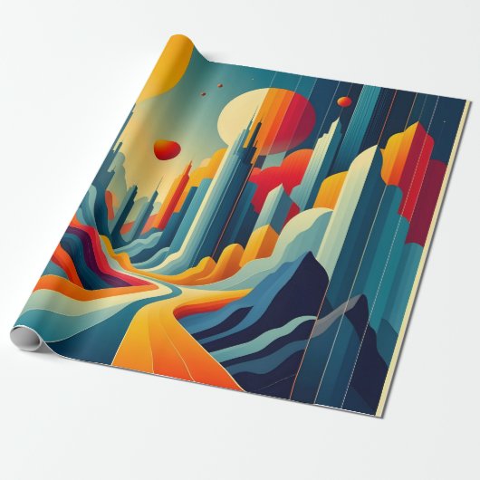 Chromatic Cityscape Cadeaupapier (Uitgerold)