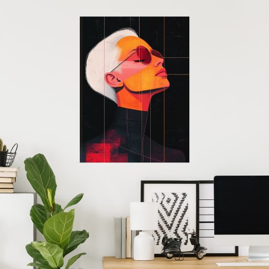 Chromatic Contours — Modern Woman Portrait Poster (Thuiskantoor)