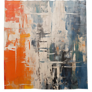 Chromatic Crossroads Abstract Digital Painting Douchegordijn