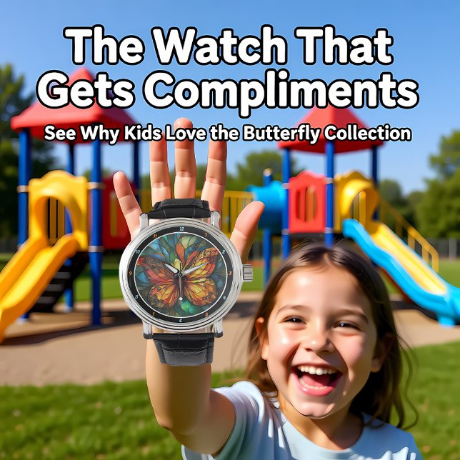 Chromatic Flight" - Stained Glass Butterfly Horloge (Creator heeft geüpload)