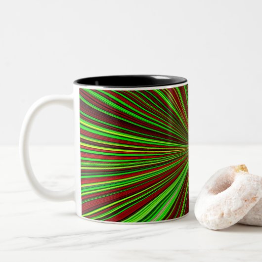  Chromatic Radialburst Mug Tweekleurige Koffiemok (Met donut)