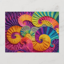 Chromatic Shells: Vibrant Spiral Mosaic Briefkaart