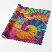 Chromatic Shells: Vibrant Spiral Mosaic Cadeaupapier (Uitgerold)