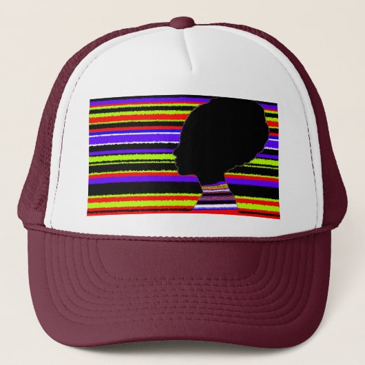 Chromatic Stripe Profile – Pop Art Trucker Cap (Voorkant)