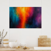 Chromatic Surge - Fiery Orange Meets Midnight Blue Poster (Keuken)