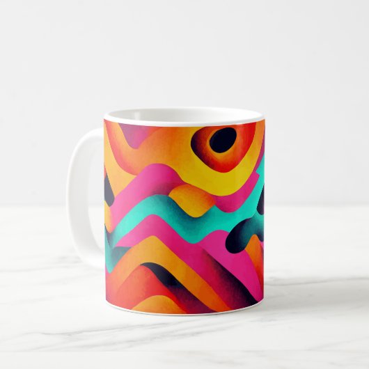 Chromatic Waves – Abstract Art Mug Koffiemok (Voorkant links)