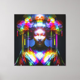 Chromatisch Farbige Glas-Geisha im Kontrast Canvas Afdruk