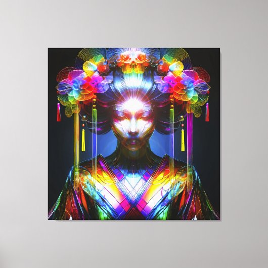 Chromatisch Farbige Glas-Geisha im Kontrast Canvas Afdruk (Voorkant)