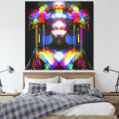 Chromatisch Farbige Glas-Geisha im Kontrast Canvas Afdruk (Insitu (Slaapkamer))