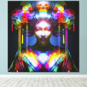 Chromatisch Farbige Glas-Geisha im Kontrast Canvas Afdruk (Insitu (Houten vloer))