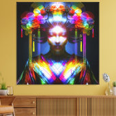 Chromatisch Farbige Glas-Geisha im Kontrast Canvas Afdruk (Insitu (Woonkamer))