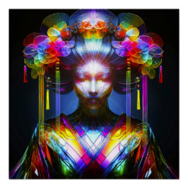 Chromatisch Farbige Glas-Geisha im Kontrast Perfect Poster