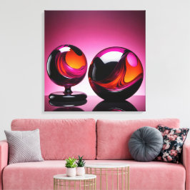 Chromatisch farbige Glaskegeln in Reflexion Canvas Afdruk