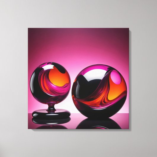 Chromatisch farbige Glaskegeln in Reflexion Canvas Afdruk (Voorkant)