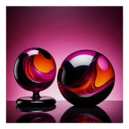 Chromatisch farbige Glaskegeln in Reflexion Perfect Poster