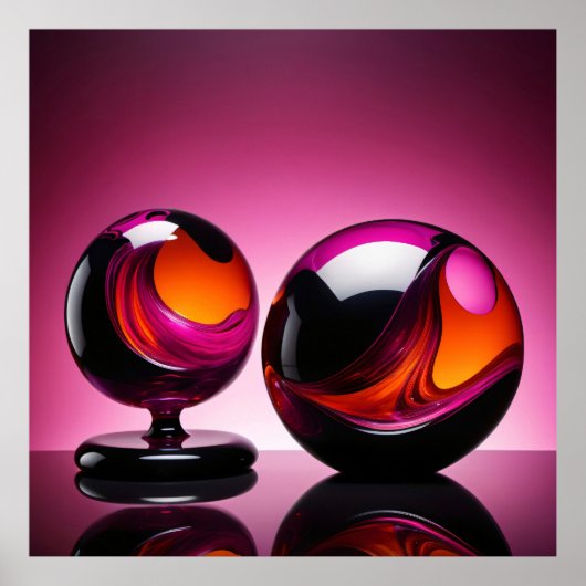 Chromatisch farbige Glaskegeln in Reflexion Poster (Voorkant)