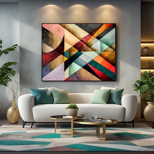 Chromatisch Geometrisch Mozaïek Canvas Afdruk