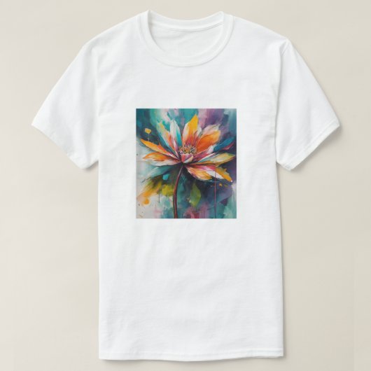 Chromatische bloei: Abstracte bloemkunst T-shirt (Design voorkant)