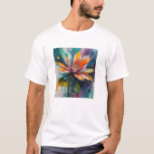 Chromatische bloei: Abstracte bloemkunst T-shirt (Voorkant)