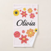 Chromatische bloemen - Jouw naam toevoegen Bad Handdoek (Handdoek)