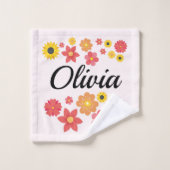 Chromatische bloemen - Jouw naam toevoegen Bad Handdoek (Wasdoekje)