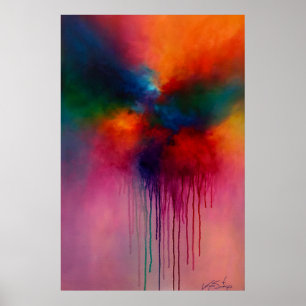 Chromatische Cascade - Abstracte Druppel Schilderi Poster