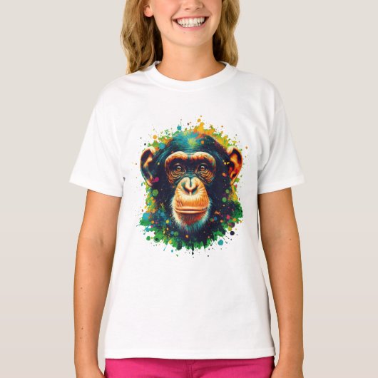 Chromatische Chimpansee Art T-shirt (Voorkant)