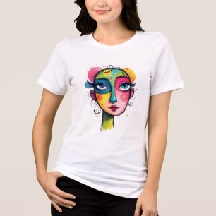 "Chromatische droom" - Abstracte Pop Kunstportret Tri-Blend Shirt
