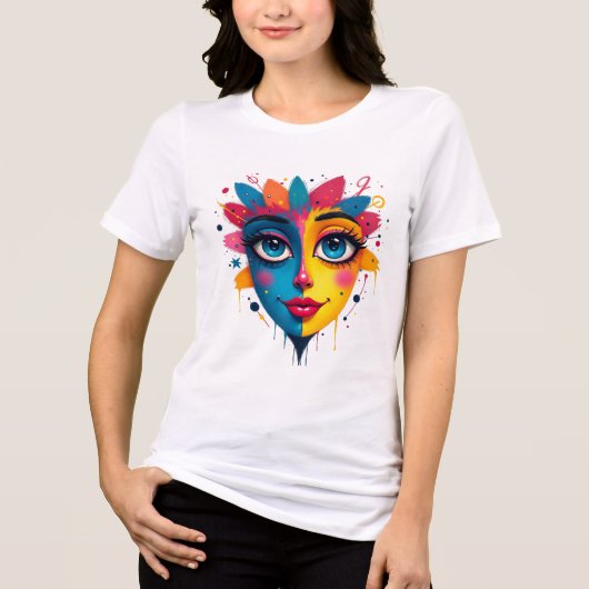 "Chromatische droom" - Abstracte Pop Kunstportret Tri-Blend Shirt (Voorkant)