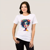 "Chromatische droom" - Abstracte Pop Kunstportret Tri-Blend Shirt (Voorkant volledig)