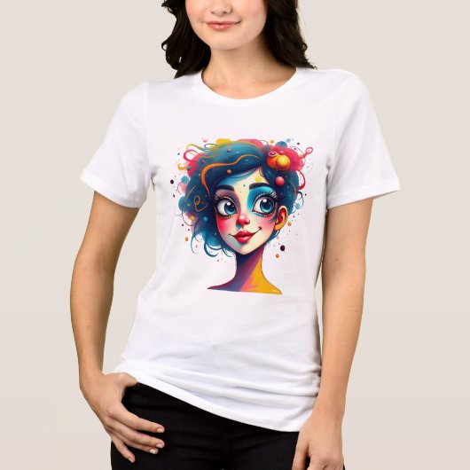 "Chromatische droom" - Abstracte Pop Kunstportret Tri-Blend Shirt (Voorkant)
