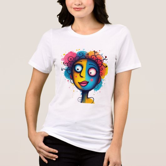 "Chromatische droom" - Abstracte Pop Kunstportret Tri-Blend Shirt (Voorkant)