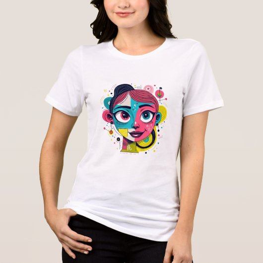 "Chromatische droom" - Abstracte Pop Kunstportret Tri-Blend Shirt (Voorkant)