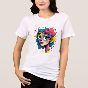 "Chromatische droom" - Abstracte Pop Kunstportret Tri-Blend Shirt