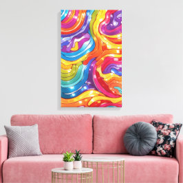Chromatische flow kleurrijke abstracte muurkunst canvas afdruk