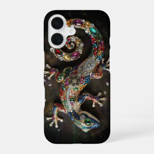 Chromatische Gecko Levendig Kristal Reptiel Kunst iPhone 16 Hoesje