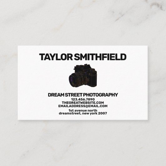 Chromatische holografische camera fotografie visitekaartje (Voorkant)