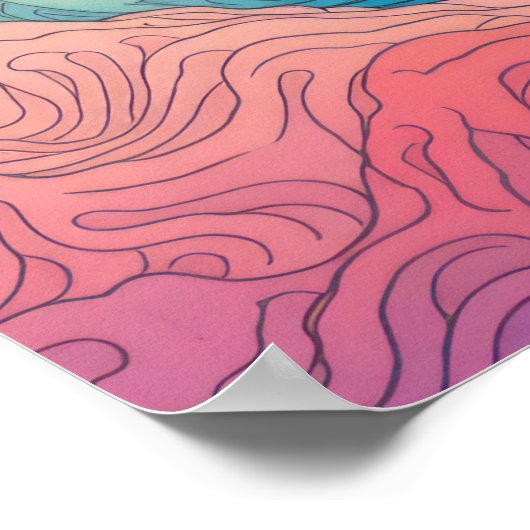 Chromatische kam: een symfonie van golven en berge poster (Hoek)